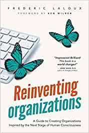Frederic Laloux - Reinventing Organizations, Guide, Book Cover shows a Keyboard and greenblue butterflies